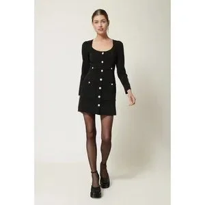 formal a line mini dress Black Pearl Embellished A Line Mini Dress with Bow main image 1